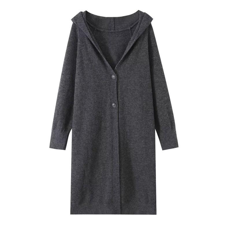 Übergroßer Strick-Kapuzen-Cardigan Langarm Dick Warmer Mantel Damen Herbst Winter 2026 Lockere Passform