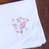 3Pcs Square Handkerchief Flower Embroidered Pocket Lace Cotton Napkin Towel