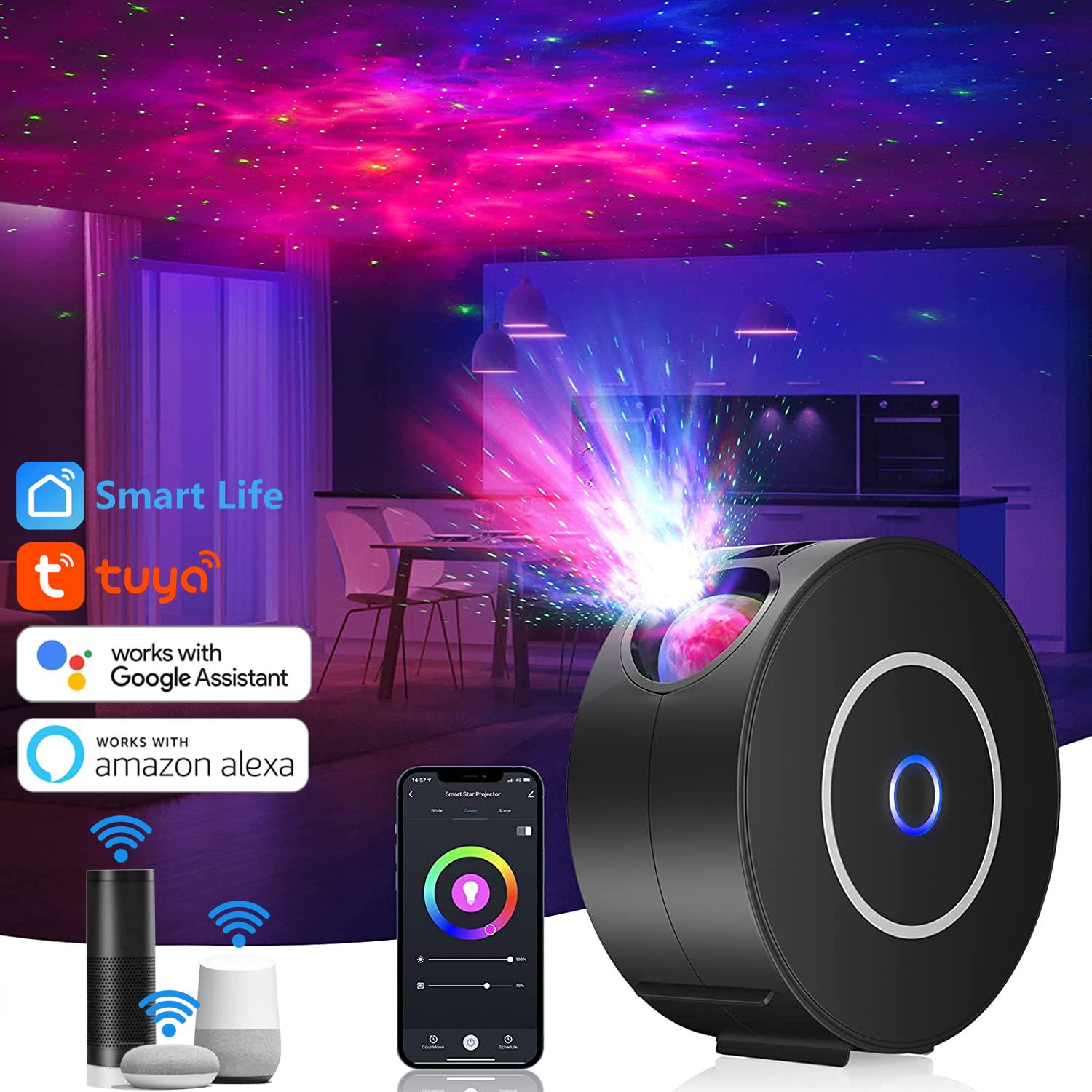 

Светильник для проектора Galaxy Tuya Smart Life Smart Star, приложение для проектора, работает с Alexa Google Home, красочный светодиодный ночник со звездным небом