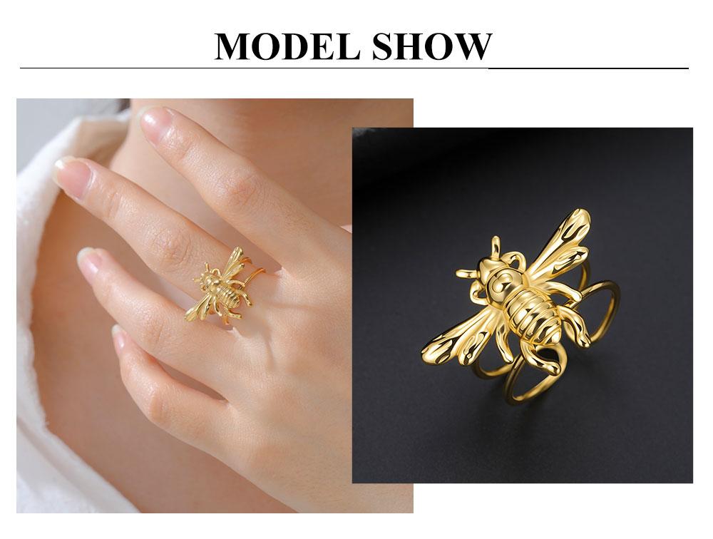 Cazador Stainless Steel Honeybee Adjustable Rings for Women Gold Plated Finger Rings Insect Jewelry Birthday Gift Wholesale 2026