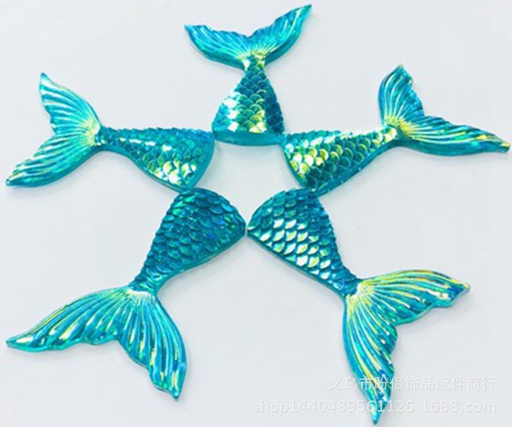 5pcs/set DIY Resin Plated Bottom AB Mermaid Tail Earrings Necklace Bracelet Clothes Decoration Accessories
