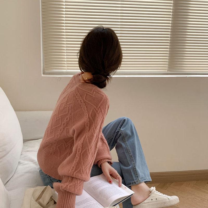 Sweater Women Loose College Style Autumn V-neck Ins Blouse Short Coat Sweater Long-sleeved Women's Clothing