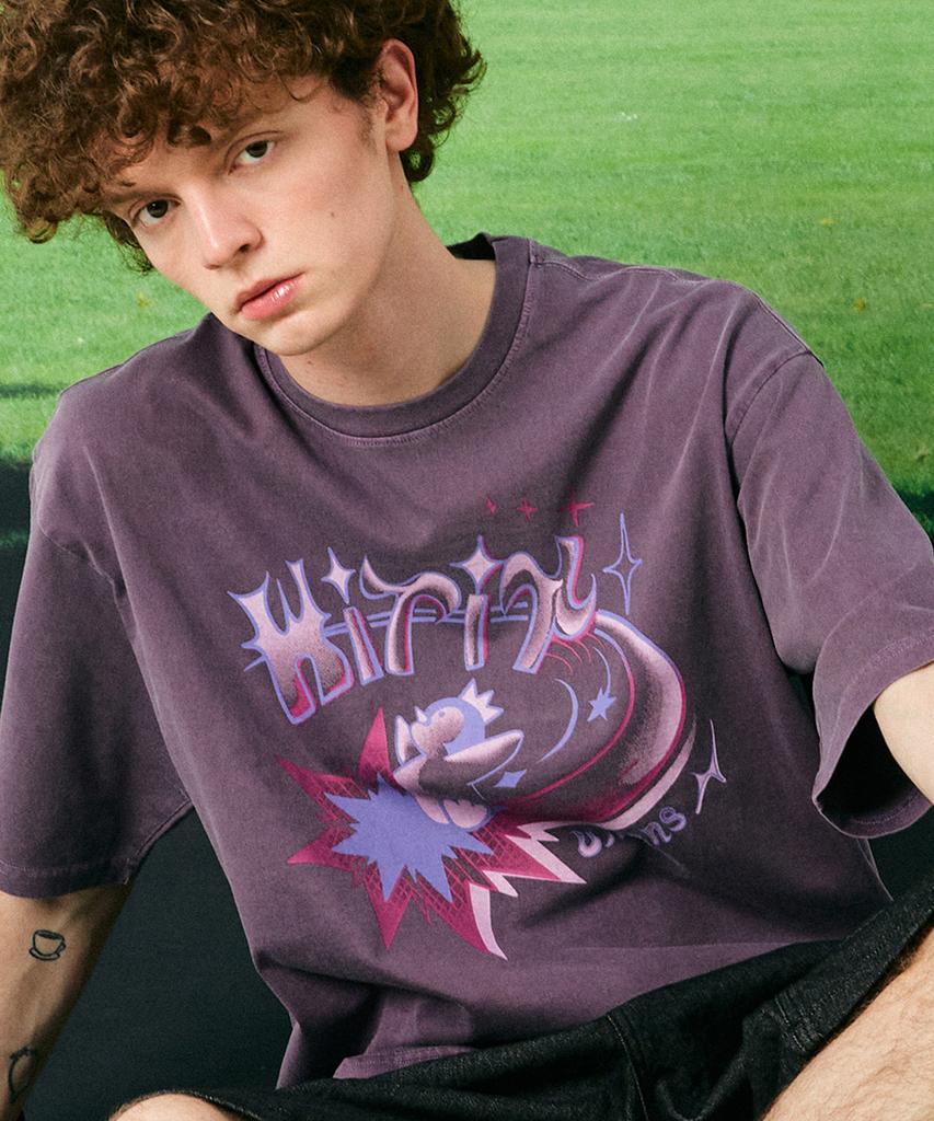 GAKKAI UNIONS Hitit Star Pigment Short Sleeve T-Shirt Ash Purple