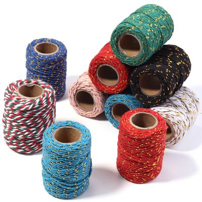20Meters 2mm Colorful Braided Cords Christmas Thread Golden Silk String Rope For Making Christmas Gift Packaging DIY Party Decor