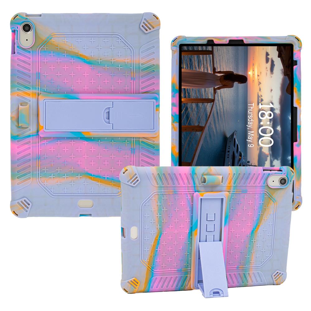 

For iPad (2025)/10.9 (2022) Case PC Kickstand Silicone Heat-Dissipating Protective Cover Colorful Purple