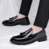 Patent Leather Mens Loafers Fashion Men‘s Casual Shoes Black Business Shoes Office Work Shoes Party Wedding Formal Dress Shoes