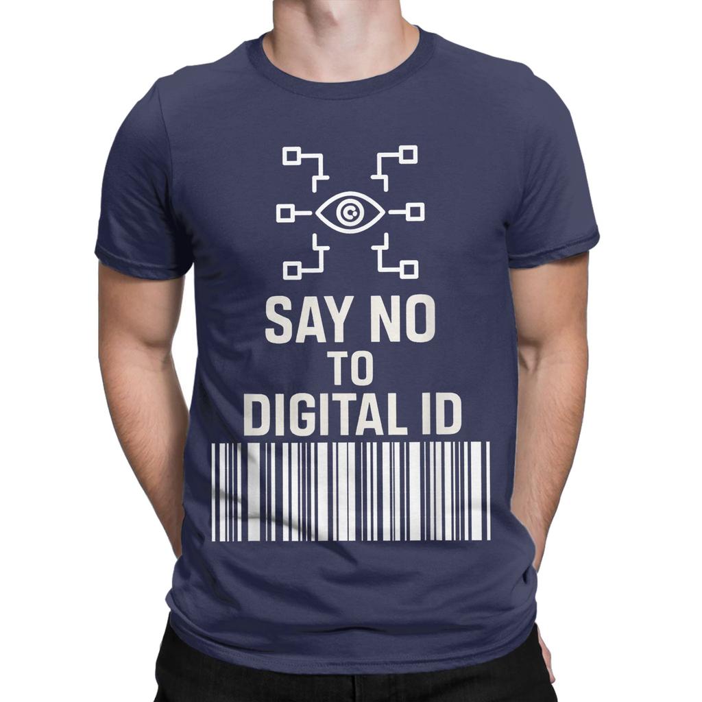 Say No To Digital Id British T-Shirt Men BritCard Protest Privacy Cotton Tee Shirt Crewneck Short Sleeve T Shirt Gift Clothing