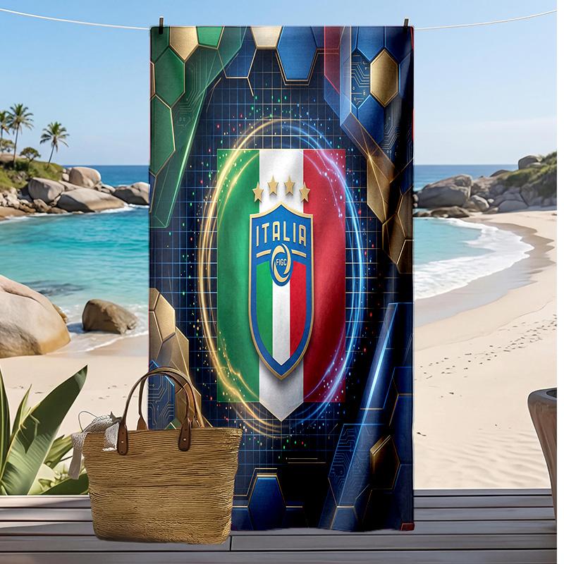 Italy Football Print Beach Towel Quick Dry Super Absorbent Soft Bath Towel for Swimming Beach Travel Fan Souvenir Gift