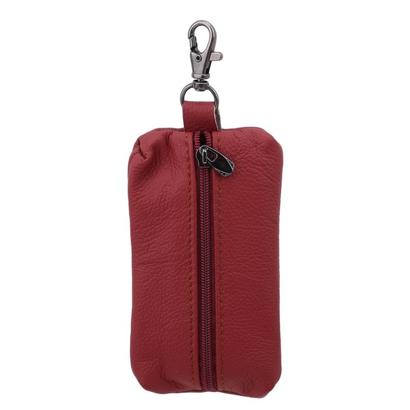 Men Car Key Case Leather Wallets Coin Purse Soft Zipper Bag Keychain Cover For Money Pocket Thin Wallets Ring Pouch Card Purse