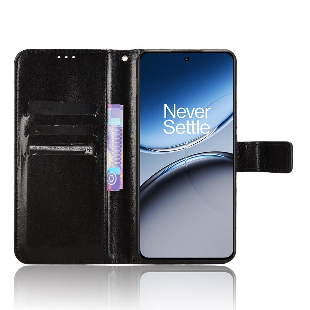 

For OnePlus Nord 4 Case Crazy Horse Texture PU Leather Phone Wallet Cover Black
