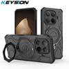 KEYSION Shockproof Magnetic Case for Xiaomi 15T Pro 5G TPU+PC Upright Live Metal Ring Stand Phone Back Cover for Xiaomi 15T 5G