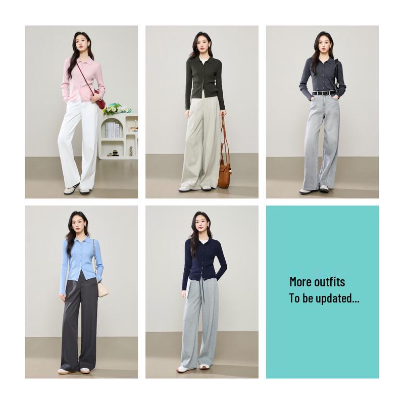 ESE-Y Women's Spring Slim-Fit Polo Collar Knitted Cardigan