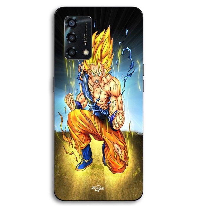 Coque pour téléphone - MANIACASE - Oppo A95 - Silicone TPU - Noir - Motif Goku genou à terre