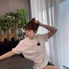 Pure cotton love round neck simple short-sleeved t-shirt women's new summer casual loose age-reducing lazy style top