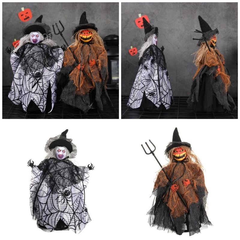 Eerie Halloween Festival Decoration Unique Halloween Tree Toppers with Specter Pumpkin Figurine for Holiday Decors