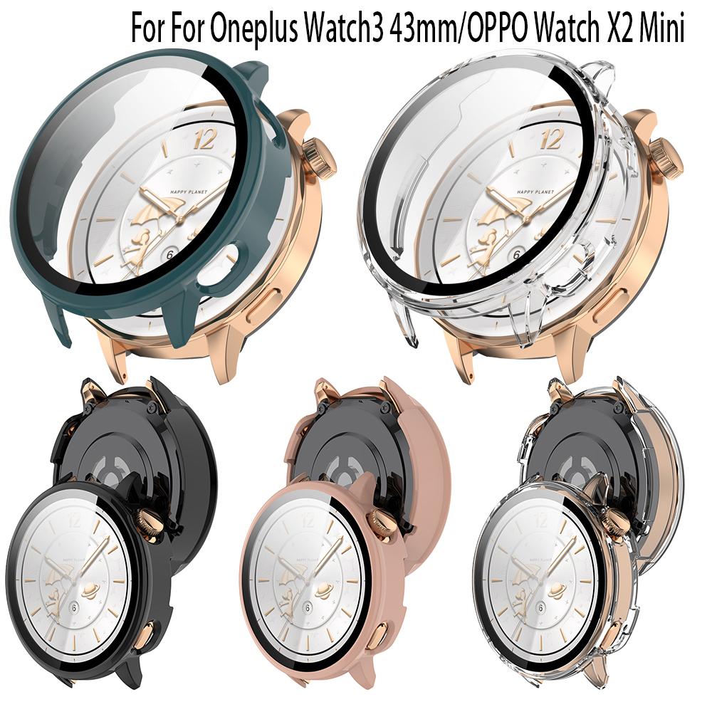 Etui 2w1 ze szklaną folią na ekran do OPPO Watch X2 Mini/Oneplus Watch3 43mm Etui Ochronne Smartwatch Ramka Pełna Obudowa