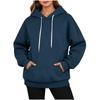 Women's Casual Long Sleeve Button Collar Hoodie with Pockets, Loose Fit Mid-Length