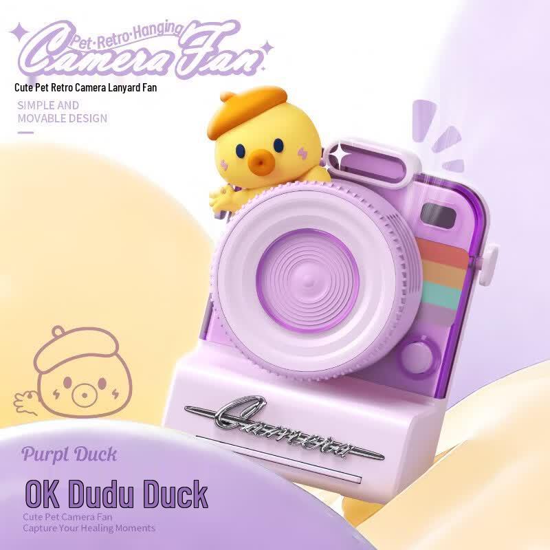 GIVELONG Portable Retro Camera Neck Fan with Semiconductor Cooling