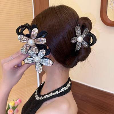 Μόδα Στρας Λουλούδι Κλιπ Νυχιού για Γυναίκες Πλαστικό Μπάνιο Καβούρι Κλάμερ Μαλλιών Αλογοουρά Κλιπ Καρχαρία Αξεσουάρ Μαλλιών