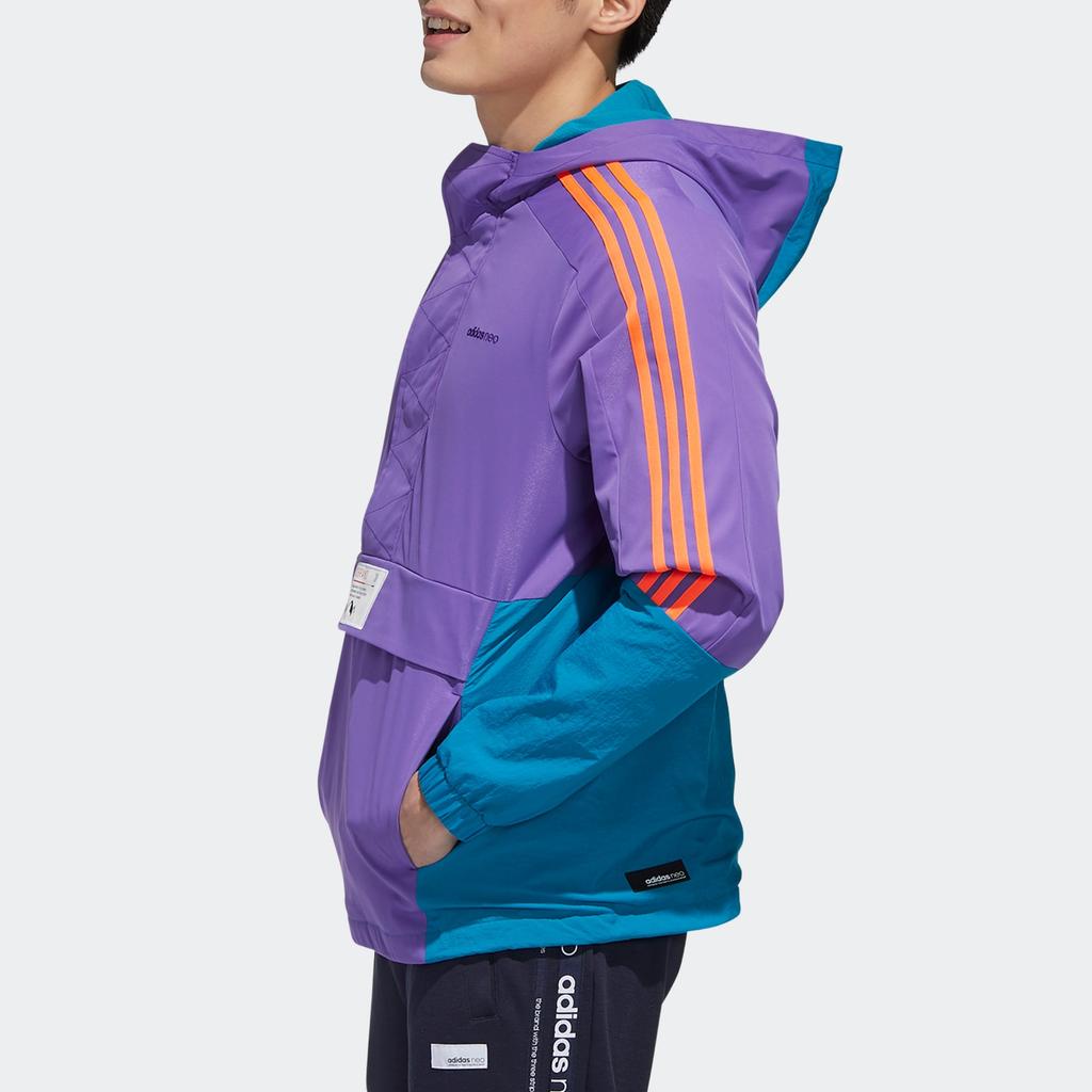 Adidas Neo Half-Zip Windbreaker Hooded Sports Jacket Men Outerwear Purple GM2280