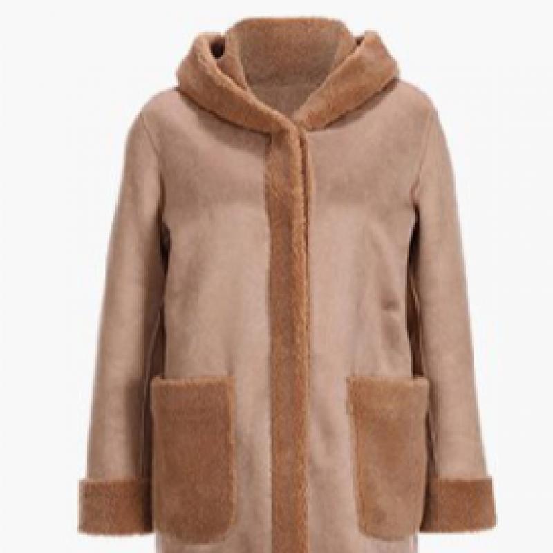 La Belle Shinyoung Fur Hood Reversible Mouton Long Coat Lb103ct