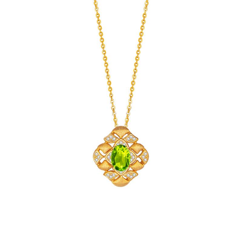 Wind Color Treasure Necklace Stud Earrings Set Natural Garnet Topaz S925 Silver Light Luxury Jewelry