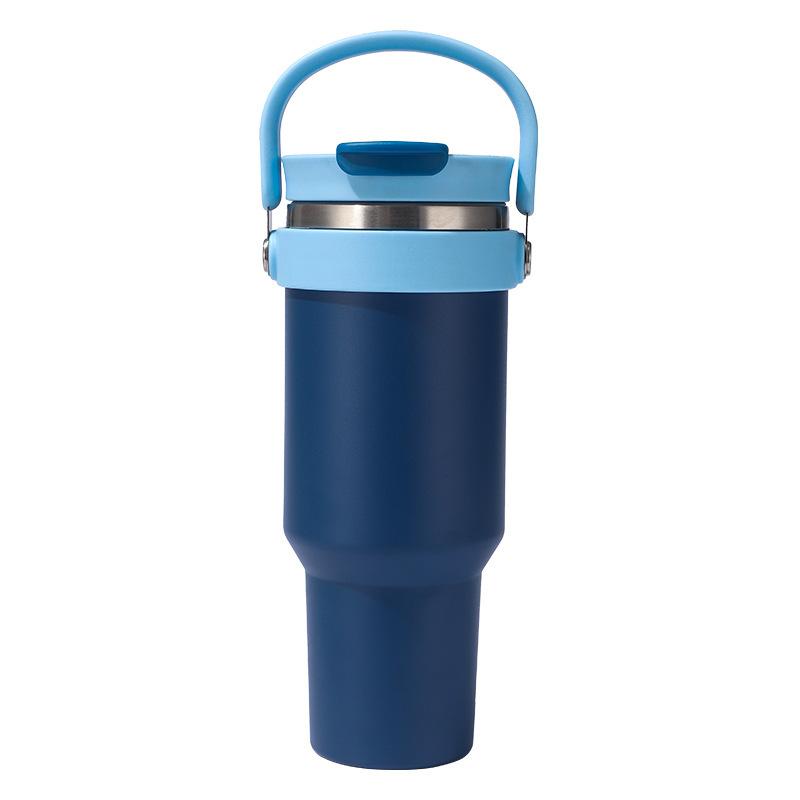 Kubek samochodowy Kubek termiczny Stal nierdzewna 304 Duża pojemność Domowy Uchwyt Słomka Podwójny napój Na zewnątrz