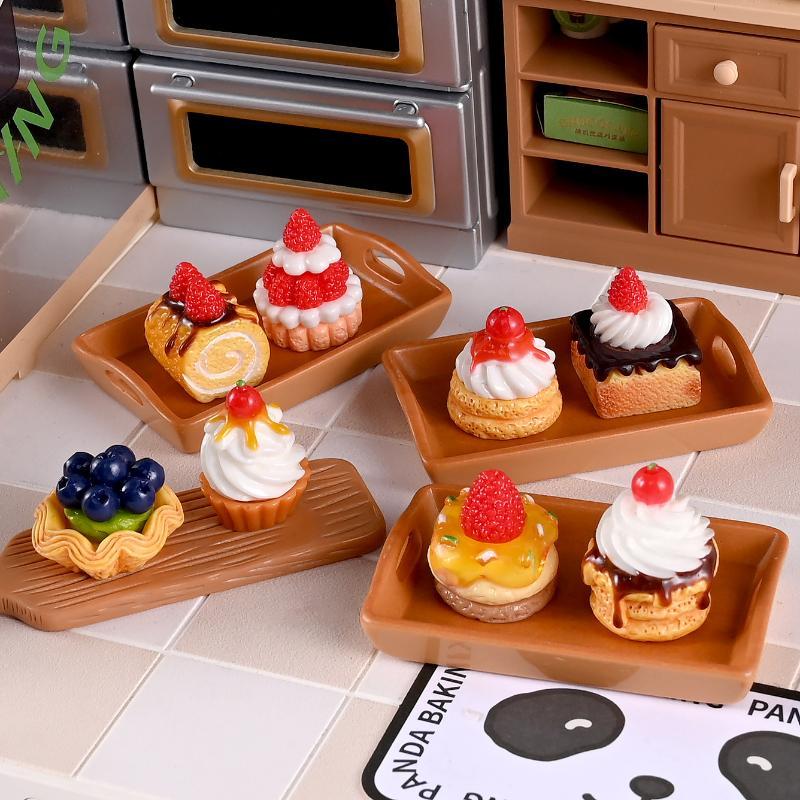 10Pcs 1/12 Scale Dollhouse Miniature Dessert Fruit Cake Play Kitchen Food Diy Jewelry Accessories For Doll Accessories