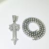 Cross Sword Pendant Full Diamond Cuban Chain Hip Hop Legendary Jewelry High Sense Colorful Row Diamond Necklace Men