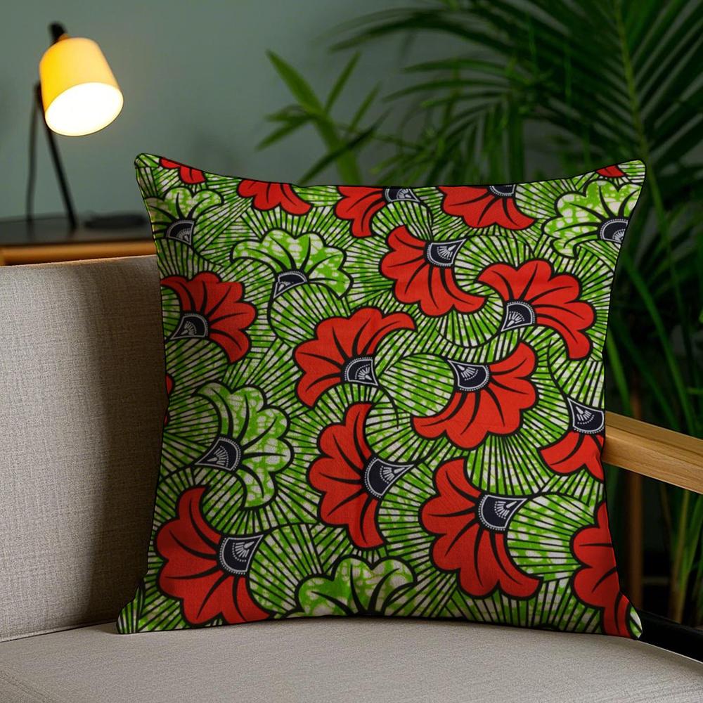 African Style Print Cushion Cover Plush Fabric Soft Double-Sided Printed Sofa Pillow Case Colorfast Home Decor Gift
