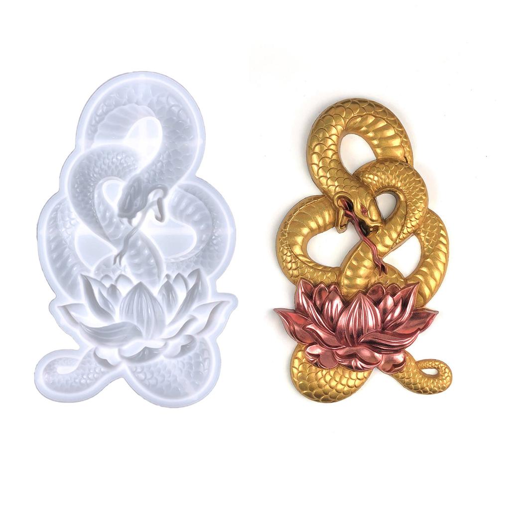 DIY Semi Three-Dimensional Lotus Snake Silicone Mold for Wall Decoration Handmade DIY Room Tabletop Epoxy Resin Mould