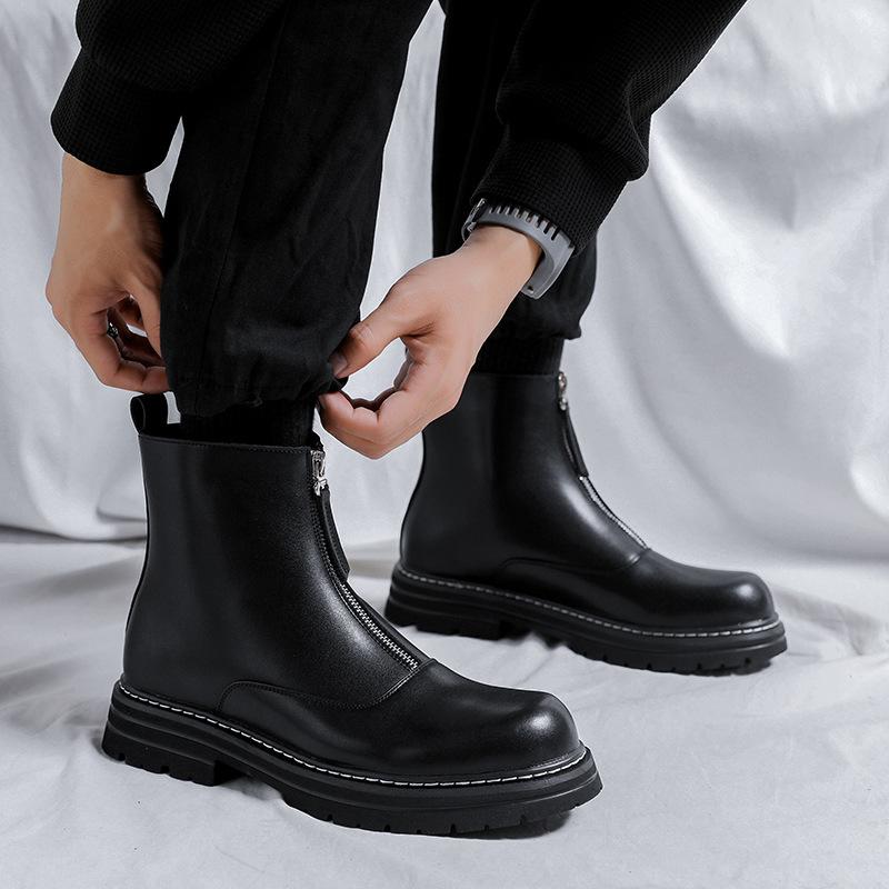 Designer Men's Boots Fashion Trend Genuine Leather Shoes Party Nightclub Dresses Cowboy Chelsea Boot Platform Ankle Botas