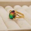 Pink Green Watermelon Tourmaline Quartz 925 Sterling Silver Ring, 18K Rose Gold, 18K Yellow Gold Ring, Split Band Signet Zodiac Jewelry