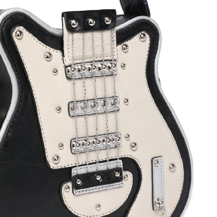 PU Leather Crossbody Bag in Guitar Shape Student Shoulder Bags Adjustable Strap for School Rehearsals and Performances