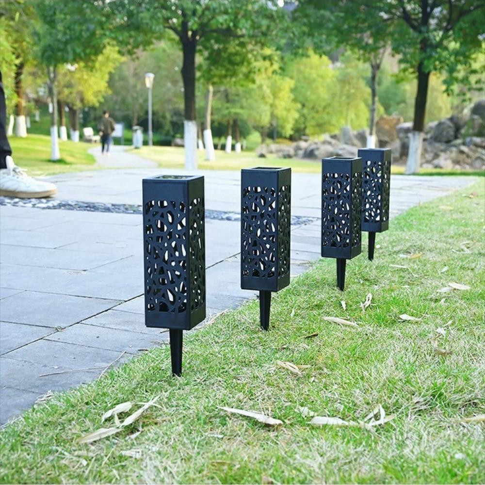 Solar Powered LED Pathway Lights Waterproof Lawn Lamps with Elegant Hollow Patterns for Garden Walkway Landscape Lighting