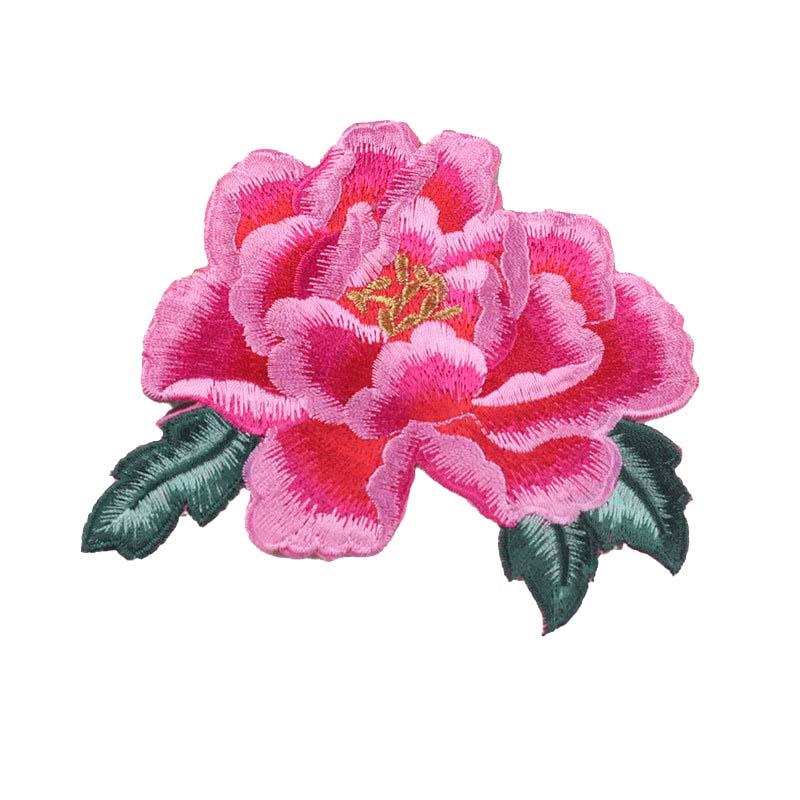 Fashion Show Costume Decorative Peony Patch Flower Motif Embroidery Diy Bag Hat Textile Iron-on Badge Sticker Accessories Patch