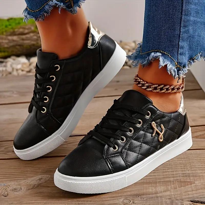 Ladies' Lace Up Casual Sports Shoes, Fashionable and Versatile, Thick Soled White Tennis Shoes, Sports Shoes