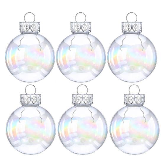 

6/12 шт. заполняемые рождественские прозрачные пластиковые шары со шнурком, небьющиеся подвесные украшения «сделай сам», подвески в виде рождественской елки 8 cm 6pcs разноцветный