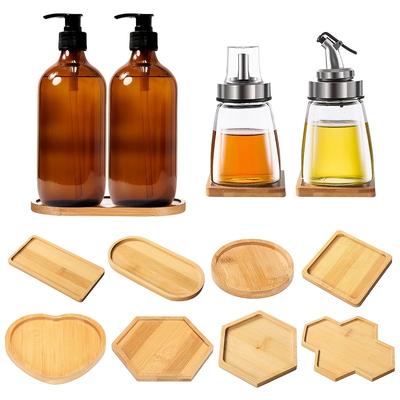 1PC Wooden Soap Dispenser Tray, Dresser Countertop Bottle Finishing Rack, Bathroom Jewelry Storage Tray