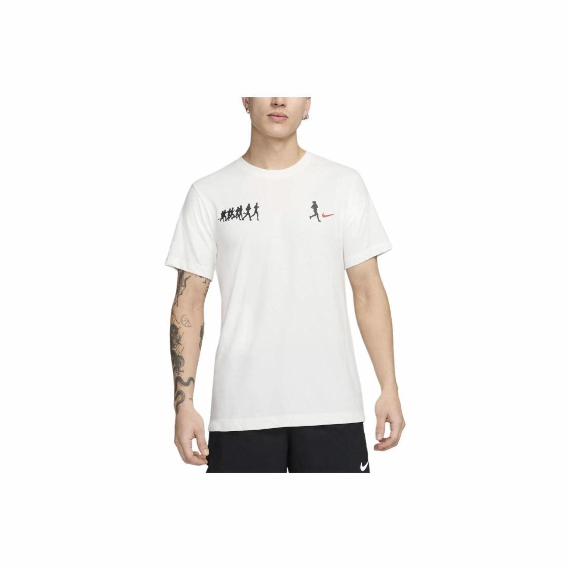

Nike Men s White Short-Sleeve T-Shirt with Breathable Quick-Dry Front Print FV8393-121 L