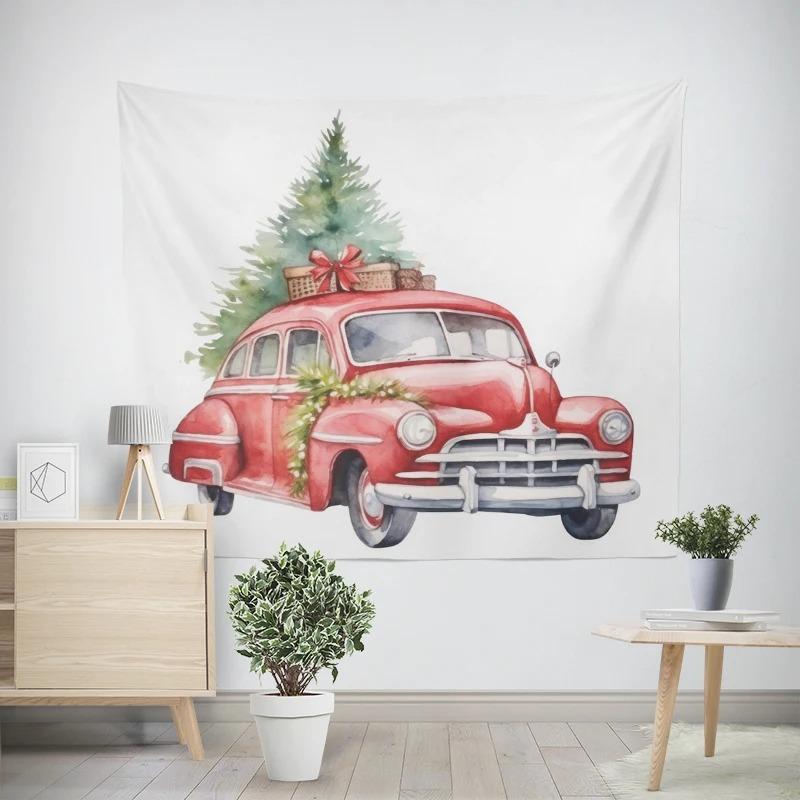 Christmas New Year White Bearded Santa Claus Pattern Living Room Bedroom Decorative Tapestry