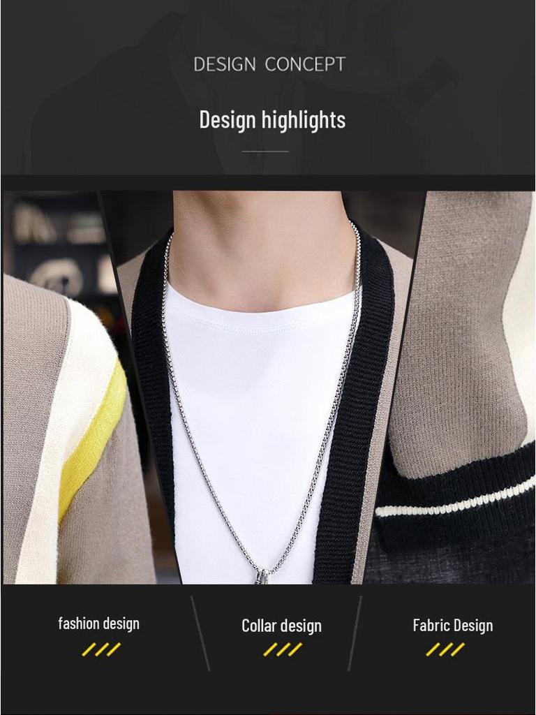Men's Color Block Knit Cardigan Sweater - Short, Quality Jacket Top