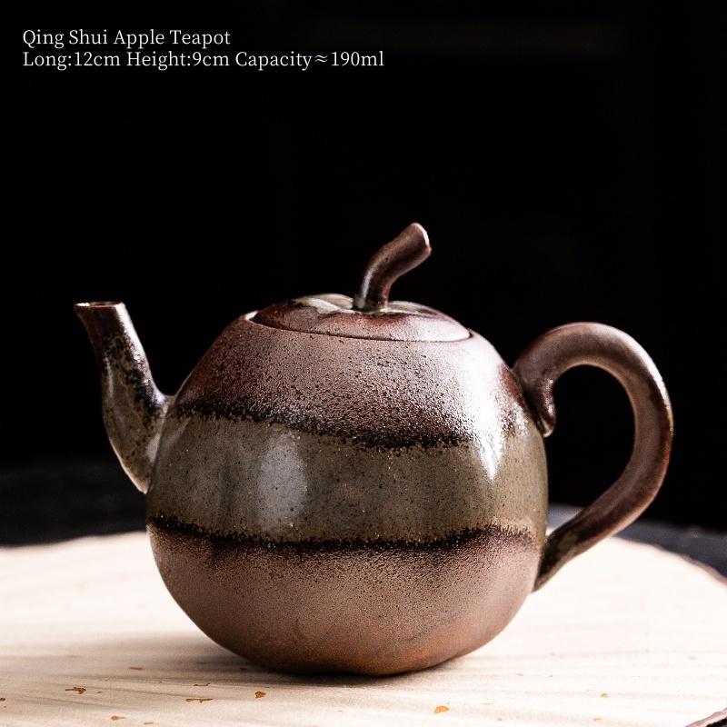 190ml Retro Kiln Water Fired Teapot Kiln Change Retro Ceramic Apple Shape Teapot Kungfu Tea Brewing Tea Maker Tea Ceremony