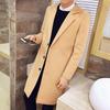 Trench da uomo autunno e inverno, colletto da completo, cappotto di lana medio e lungo, versione coreana del cappotto di lana tinta unita slim-fit da giovane