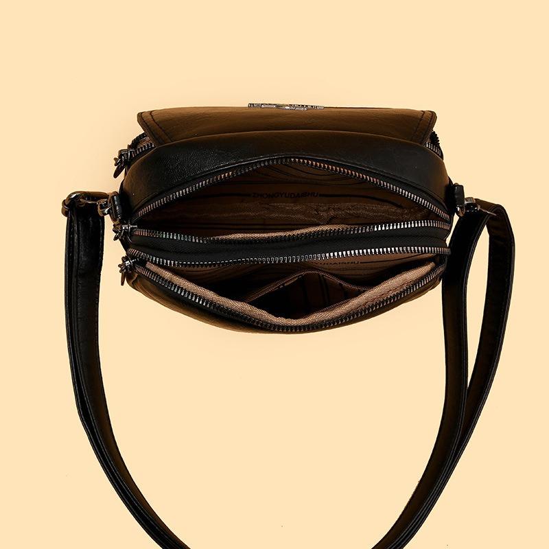 Women's Bag High-end Light Luxury Small Round Bag Retro Trend Commuter Bag Messenger Bag Women's Shell Bag