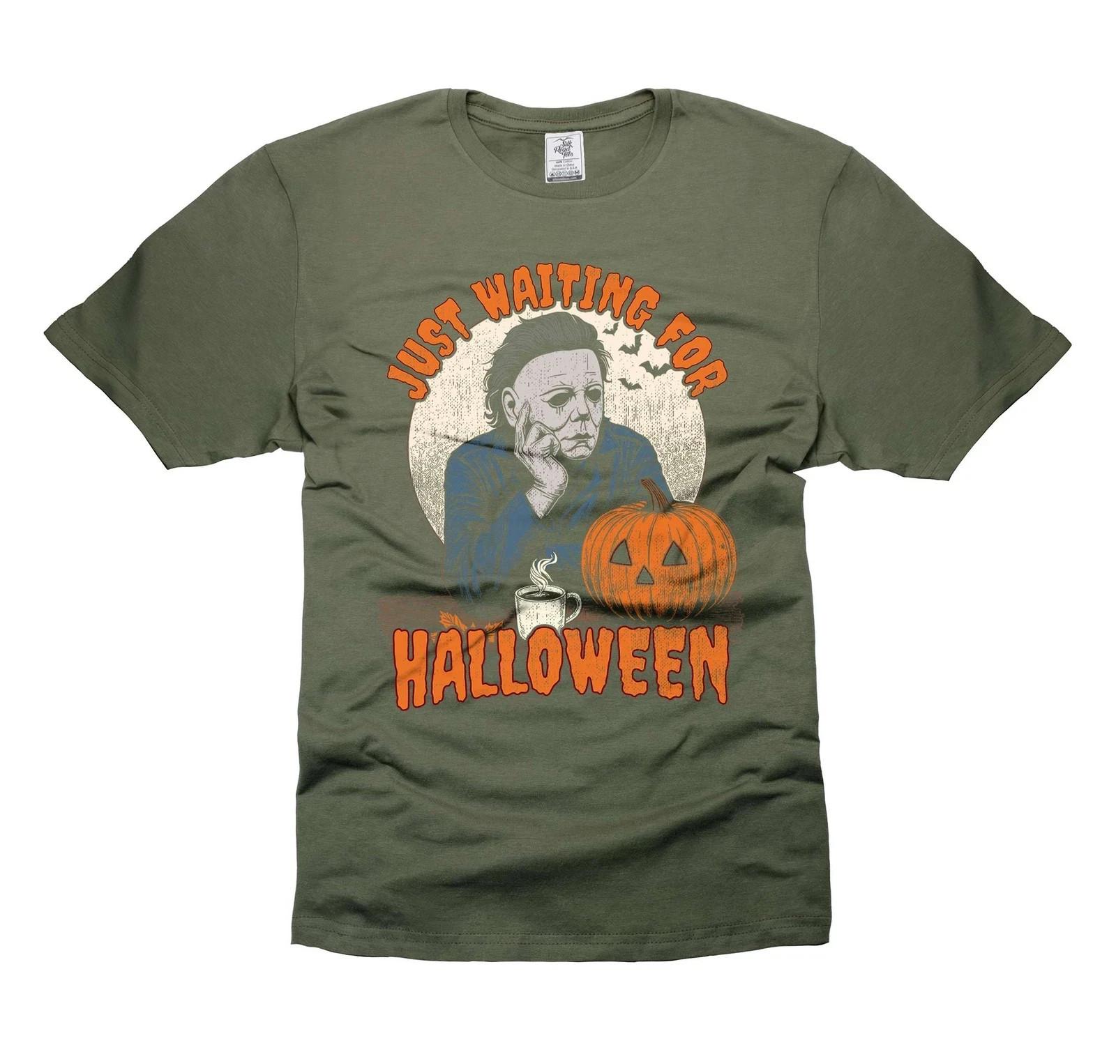 Trend Mens Halloween tshirt Michael Myers Shirt Just Waiting For Halloween Shirt S