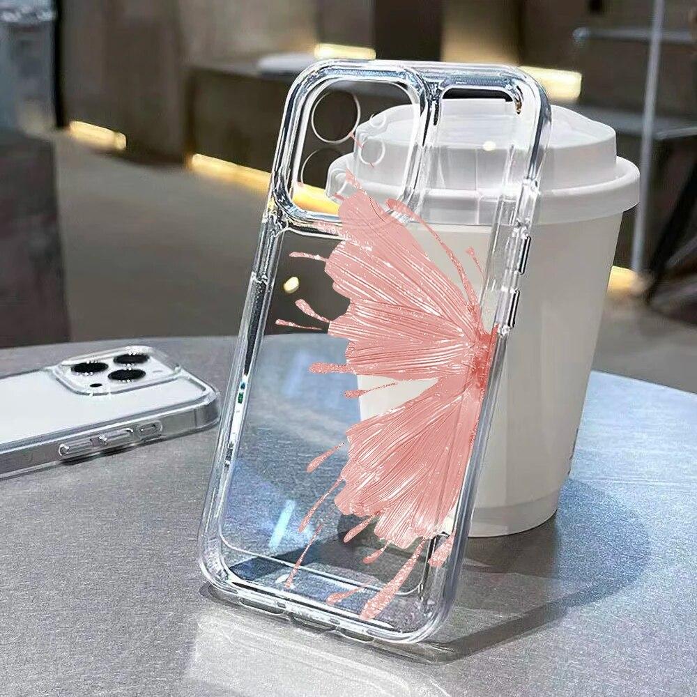 Butterfly Clear Phone Case For iPhone 15 Pro Case iPhone 13 11 12 14 Pro Max XS XR X 7 8 Plus Transparent Soft Shockproof Cover