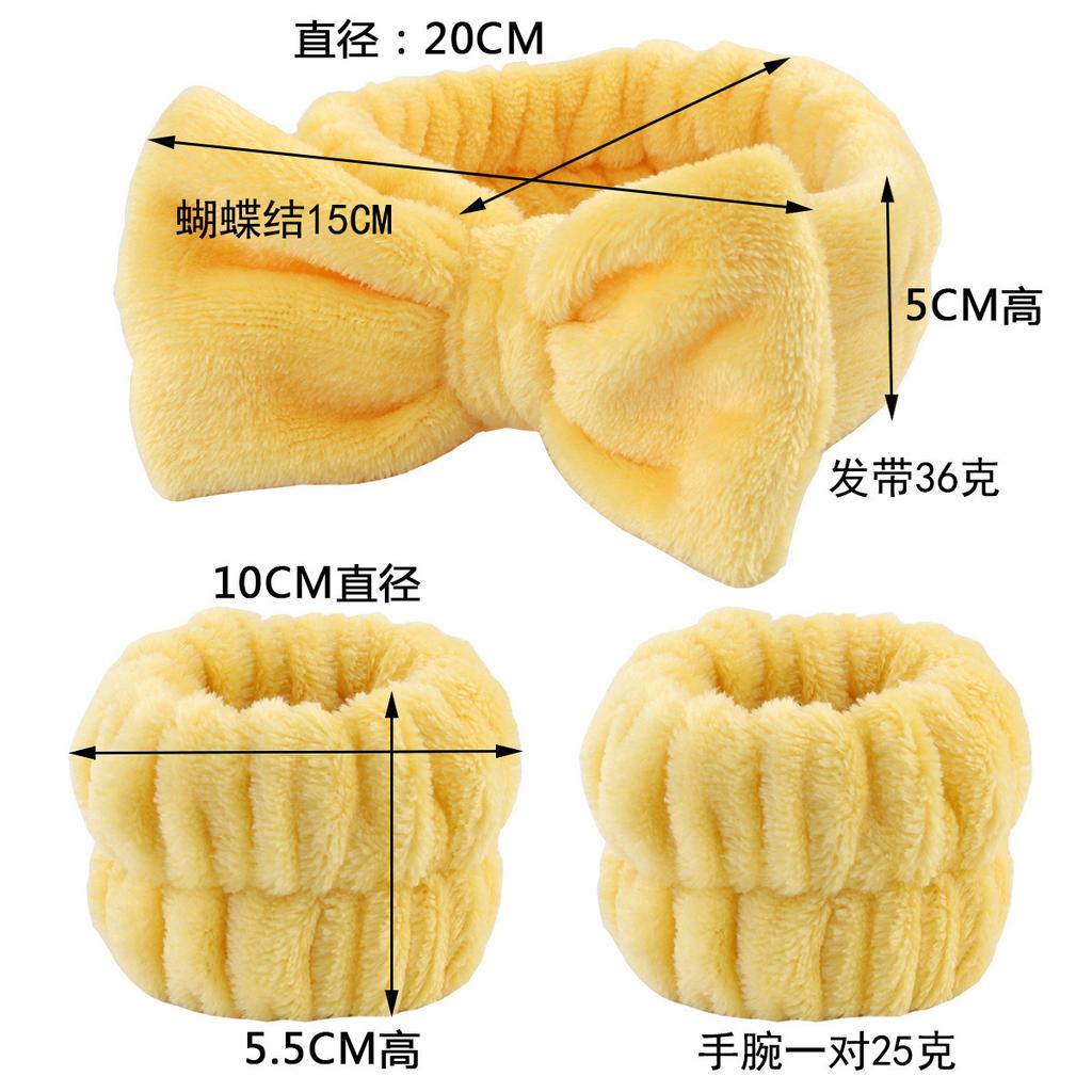 Plush Wrist Strap Face Wash Spa Bracelet Spa Bracer Absorbs Sweat Coral Fleece Waterproof Headband