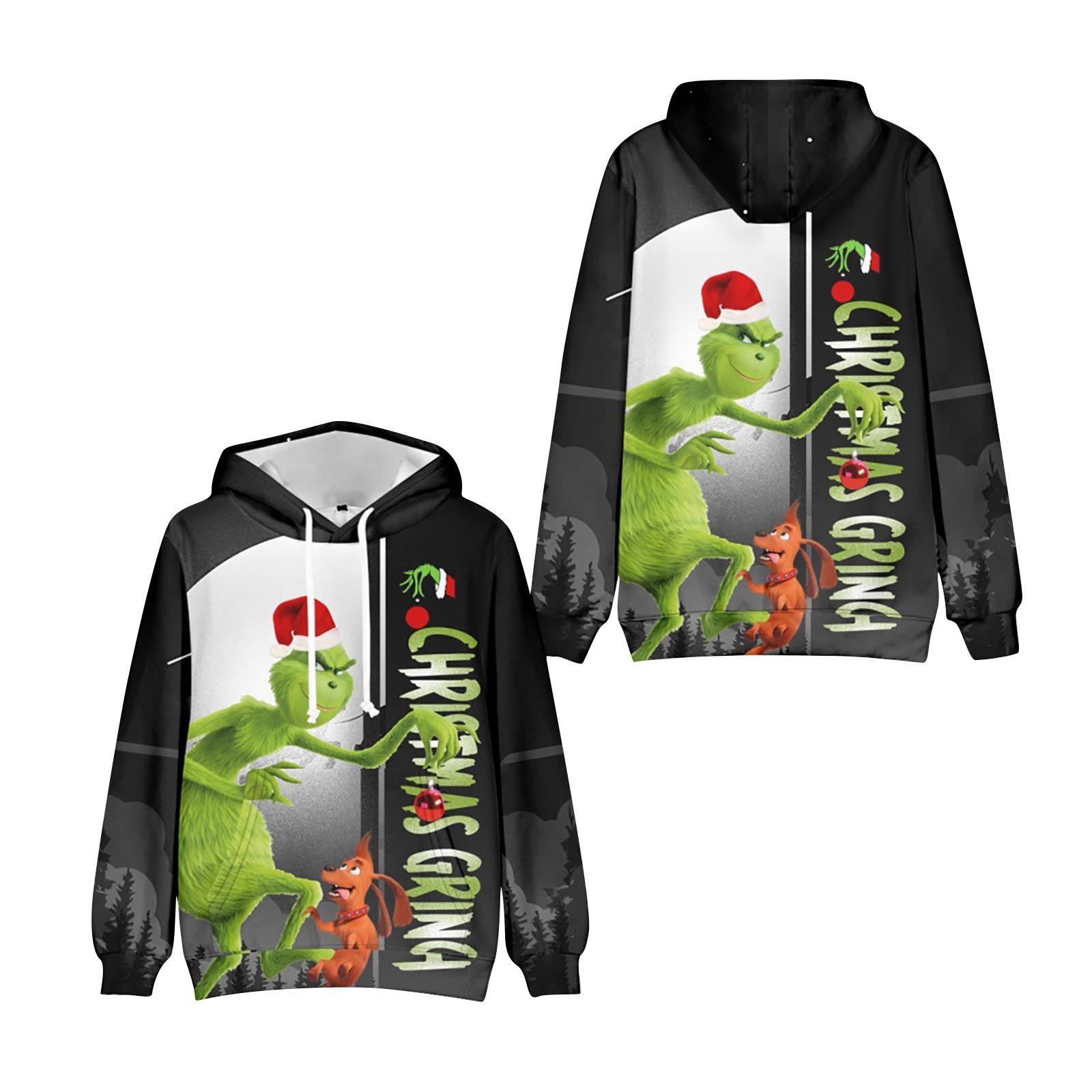 Рождественская зеленая 3D цифровая печать Повседневная толстовка с капюшоном Толстовка — фото 14