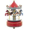 Miniature Horse Carousel Wooden Music Box with Rotating Merry-Go-Round Horses, Wind-Up Musical Figurine Nursery Decor for Baby Room Home Decor,